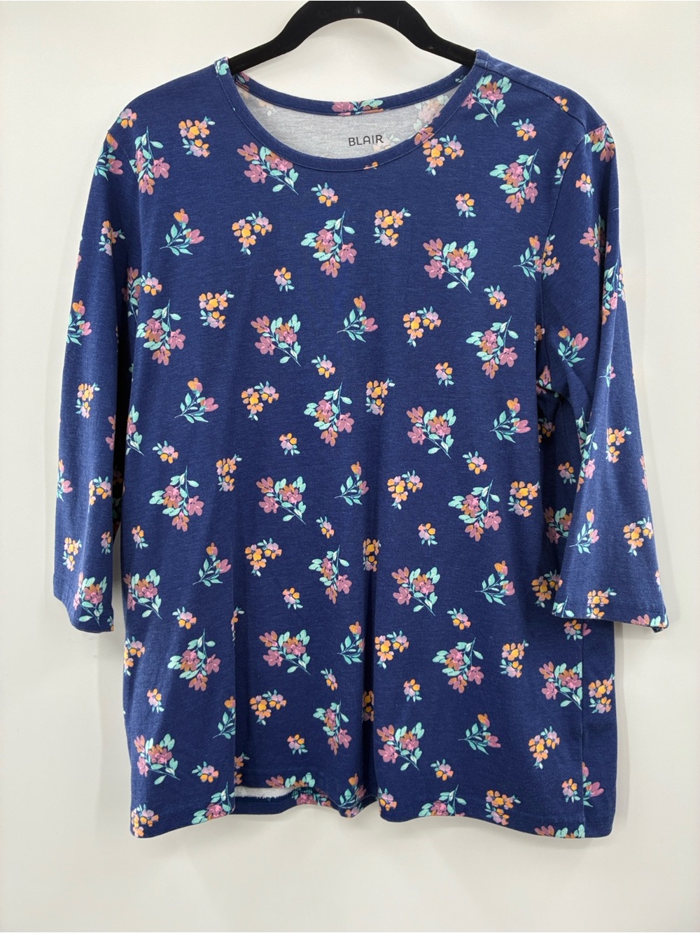 Blair Navy Floral 3/4 Sleeve Top size M